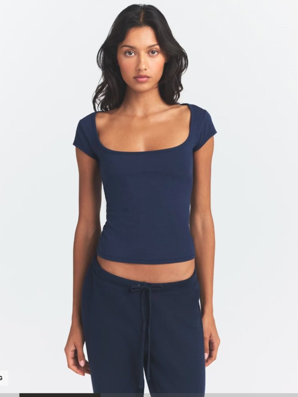 SKIMS Cotton Jersey Scoop Neck T Shirt Navy XS Tags Attached $48
